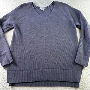 Athleta Hanover Refined V-Neck Sweater Dusk Violet Ribbed Merino Wool Blend Sz M